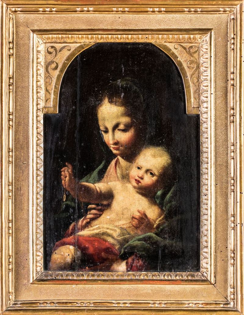 Scuola Italiana del XVII Secolo - Madonna del Rosario Col Bambino