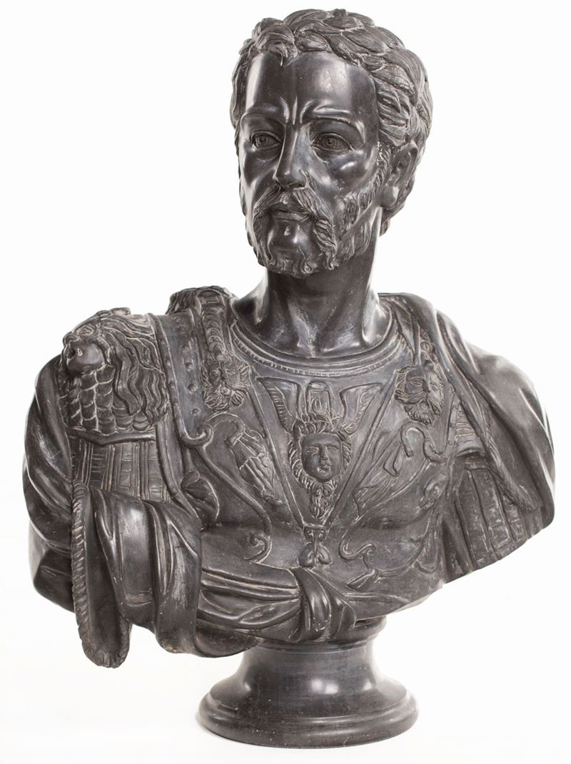 Busto di Cosimo i De Medici in Marmo Nero, XIX Secolo