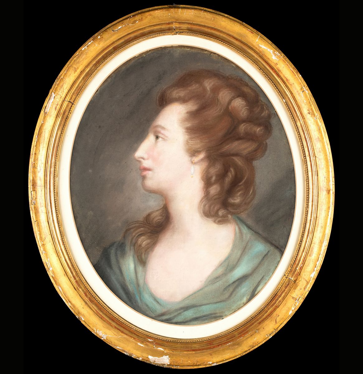 Pittore del XIX/XX Secolo - Profilo di Donna con Orecchini a Goccia