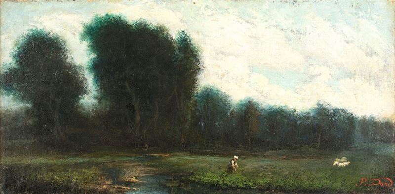 Gustave Pétrequin-dard - Paesaggio con Gregge