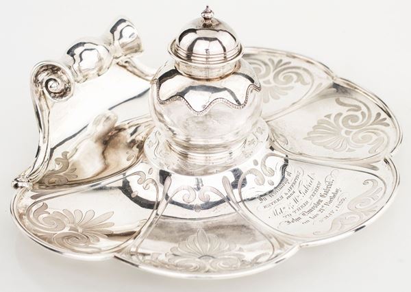 Calamaio in argento, Londra, regina Vittoria, argentiere W.S.