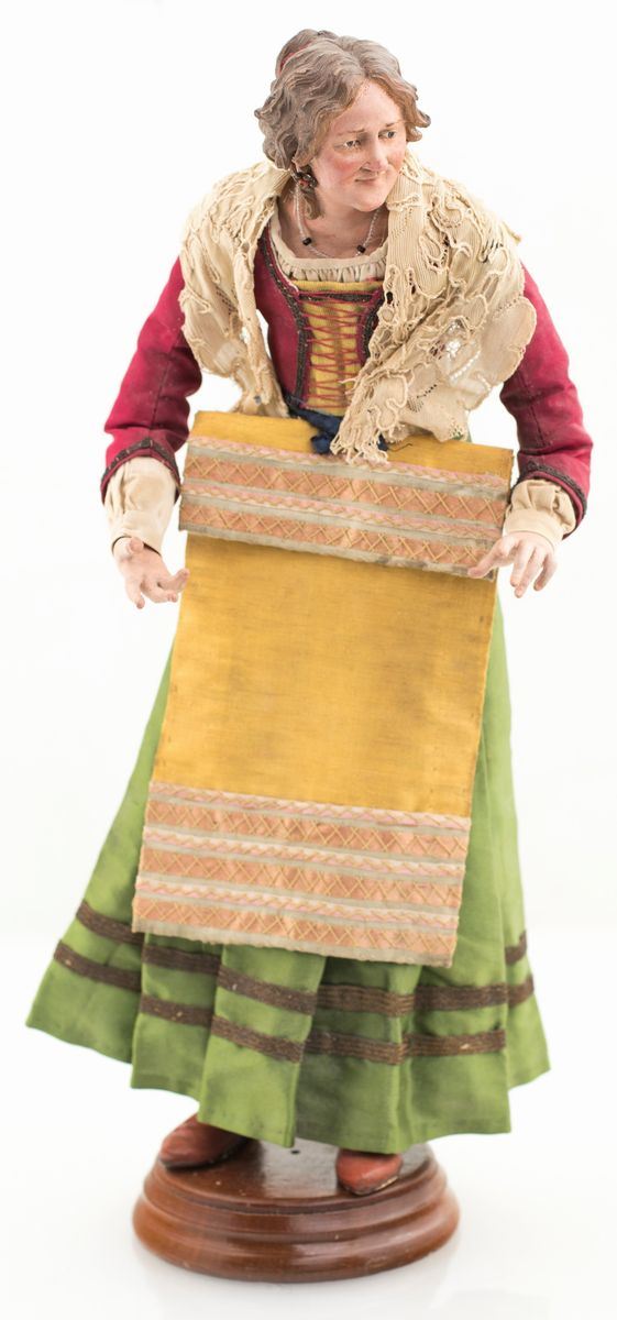 Angelo Viva o De Vivo (attribuito) : Donna ricca  - Asta Fine Antiques -  Pastori del Presepe Napoletano - Casa d'Aste Arcadia