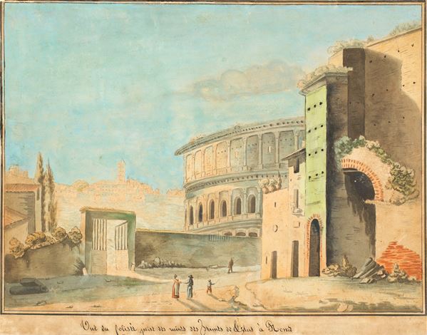 Pittore della fine del  XVIII secolo - Veduta del Colosseo