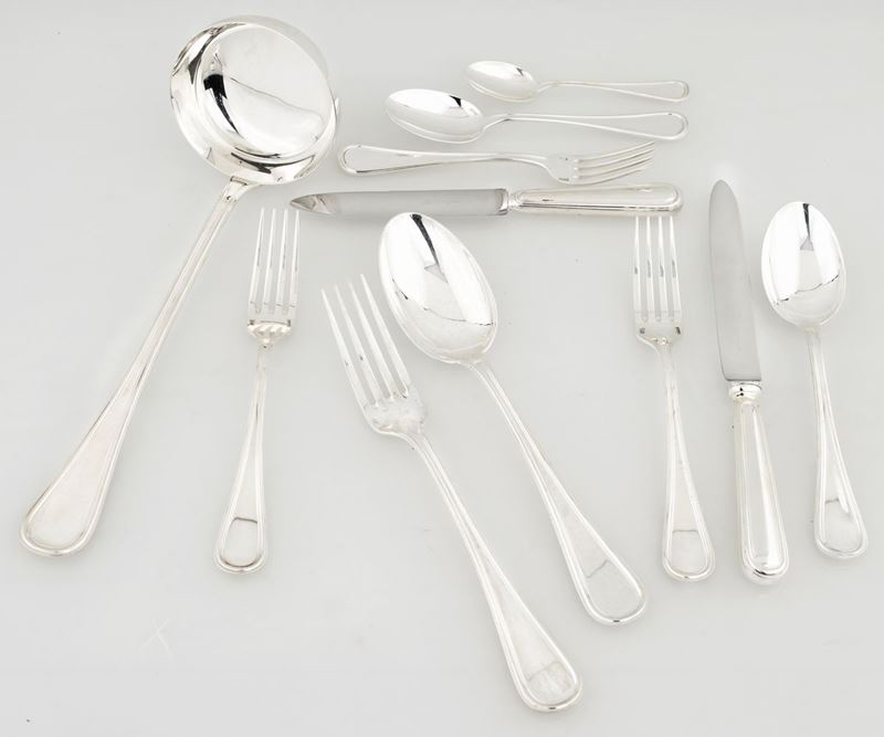 Servizio di Posate per Dodici in Argento a Titolo 800, Argenteria Fornari