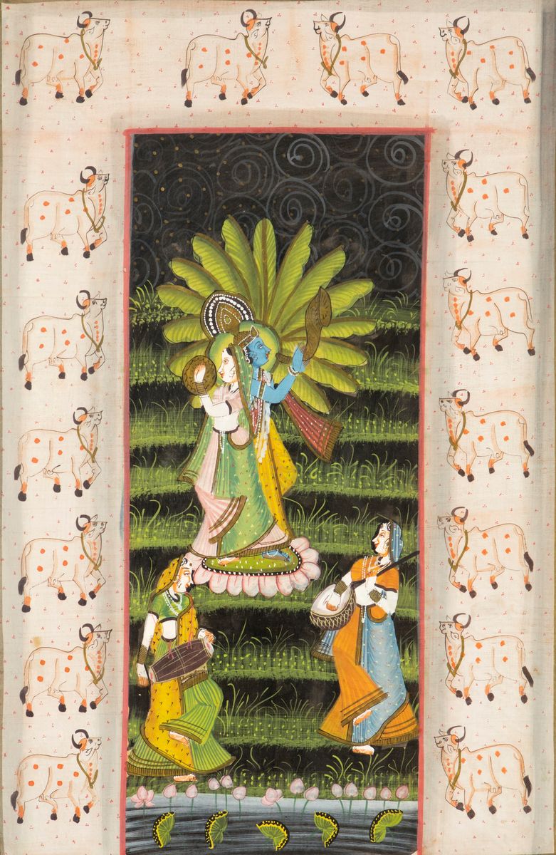 Coppia di Dipinti su Seta, India, XX Secolo