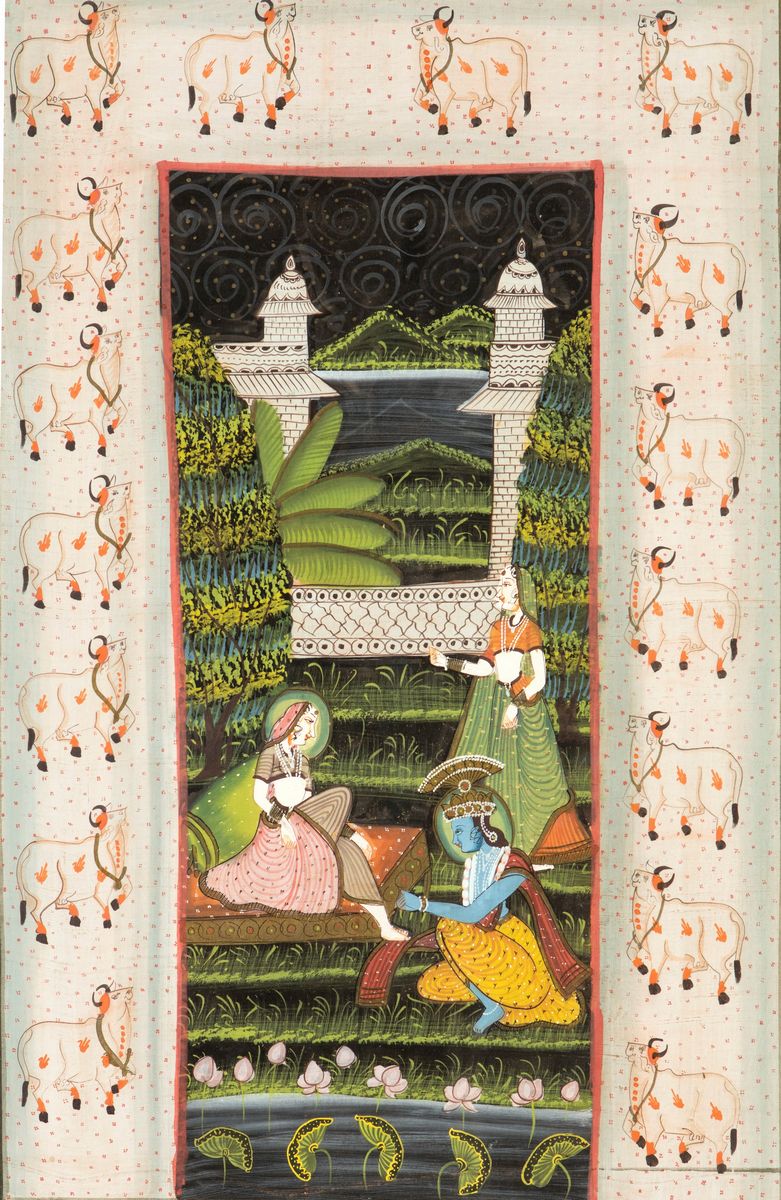 Coppia di Dipinti su Seta, India, XX Secolo