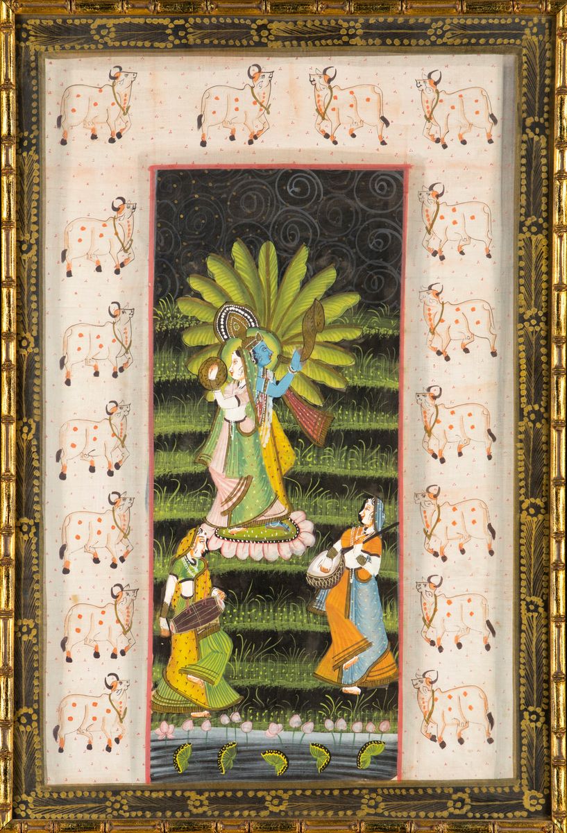 Coppia di Dipinti su Seta, India, XX Secolo