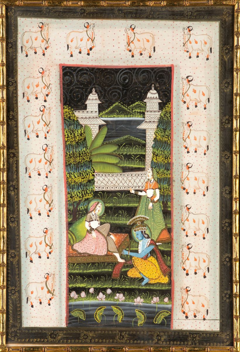 Coppia di Dipinti su Seta, India, XX Secolo