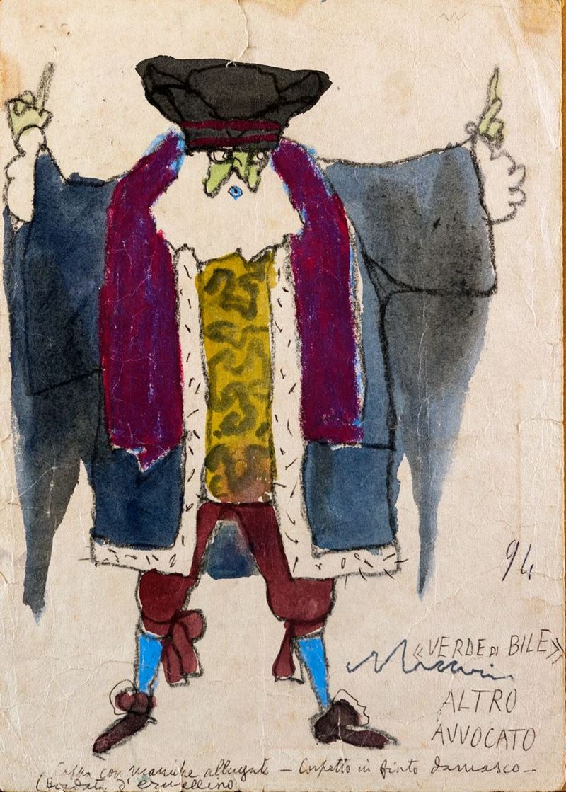 Mino Maccari - Bozzetto Teatrale (altro Avvocato Verde di Bile)