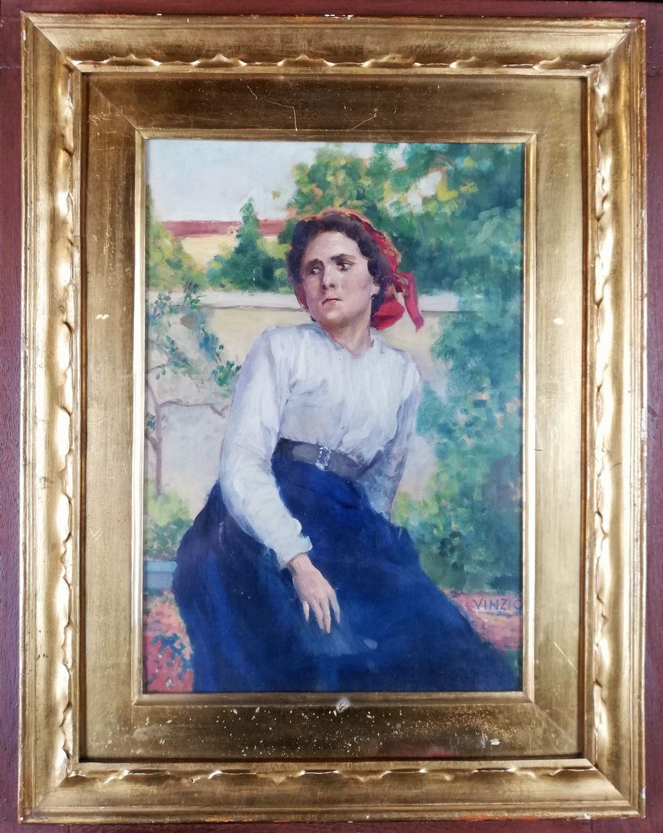 Giulio Cesare Vinzio - Ritratto di Donna con Fazzoletto Rosso in Testa