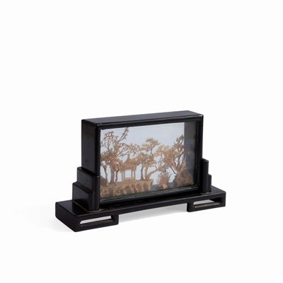 Diorama in Sughero Minuziosamente Intagliato, Cina, Metà del XX Secolo