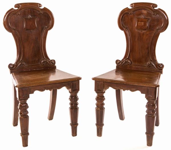 Coppia di sedie in mogano, XIX/XX secolo