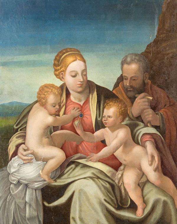 Scuola Toscana del XVII secolo - Sacra Famiglia con San Giovannino