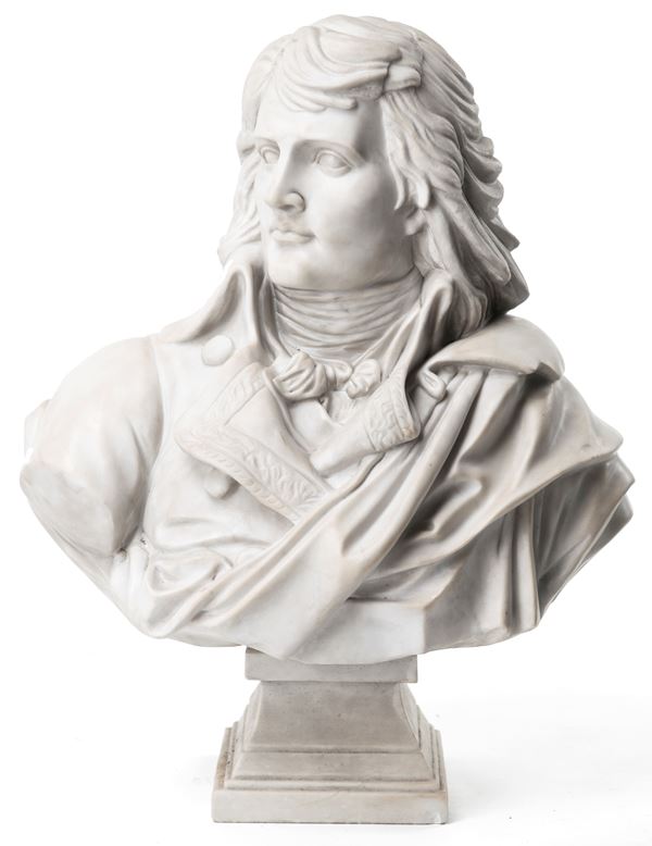 Jean-Baptiste Claude Eug&#232;ne Guillaume (seguace) - Busto in marmo bianco raffigurante Napoleone Bonaparte, seconda metà del XIX secolo