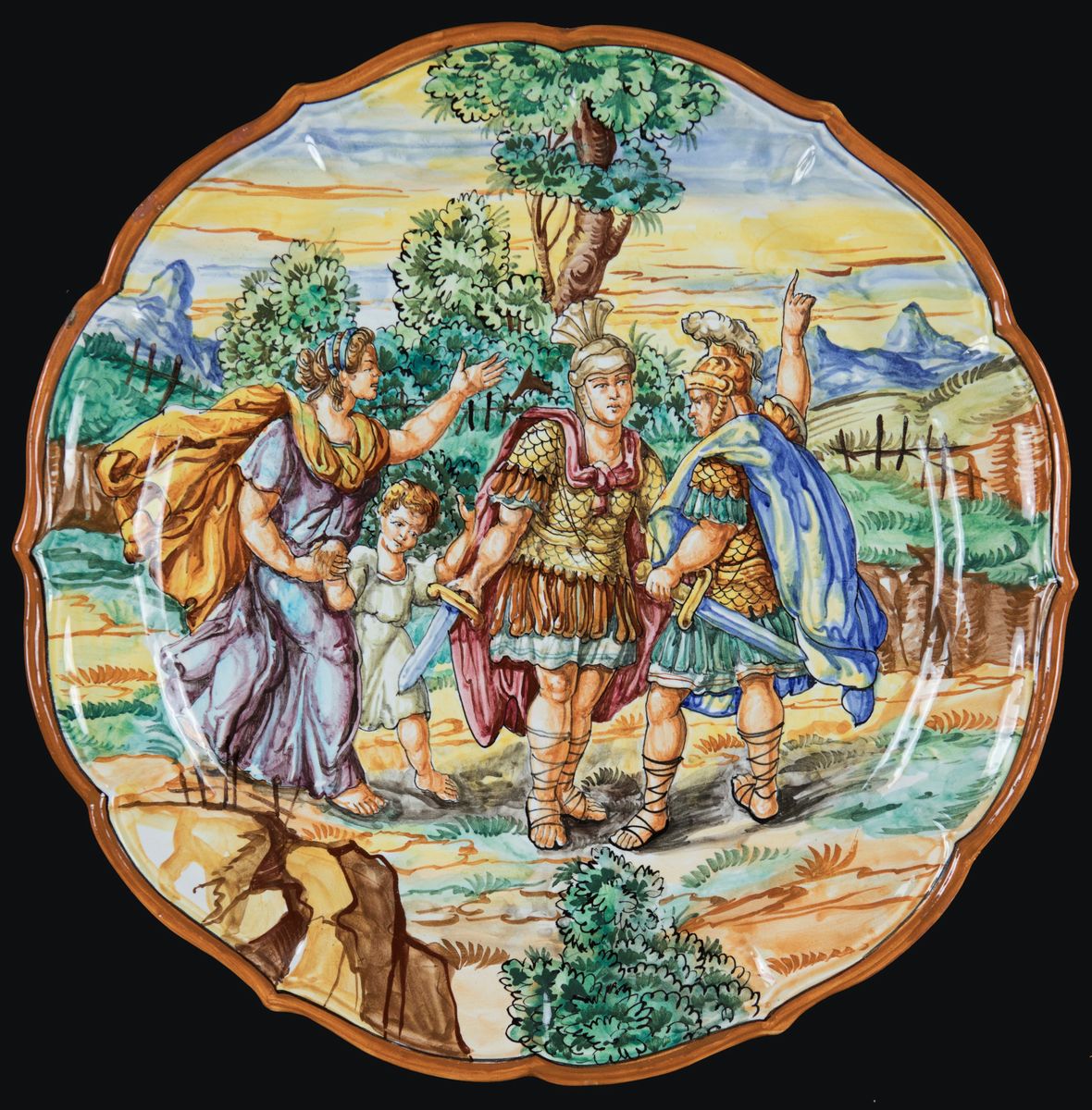 Coppia di Piatti in Maiolica di Castelli, Ceramista G. Giunti