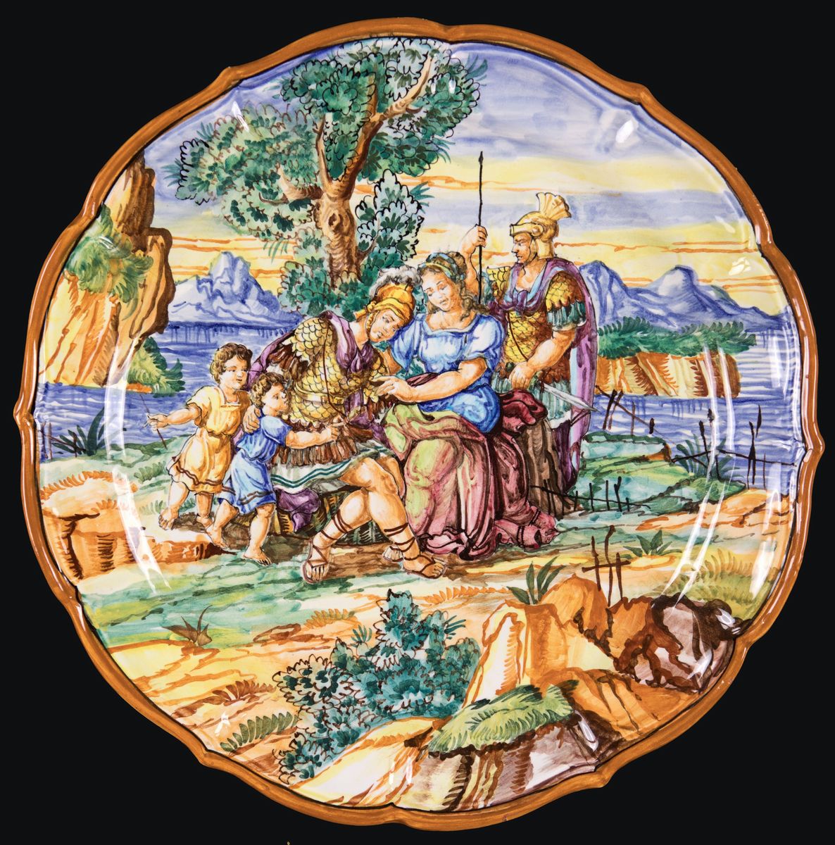 Coppia di Piatti in Maiolica di Castelli, Ceramista G. Giunti