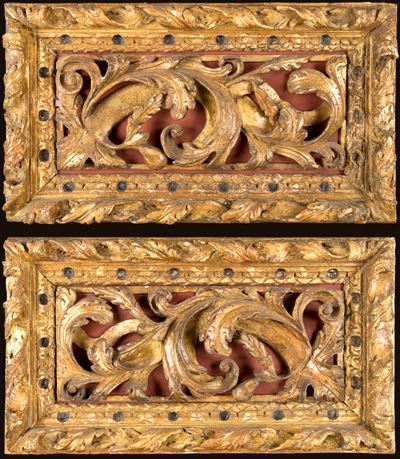 Coppia di Fregi in Legno Dorato, XVII Secolo