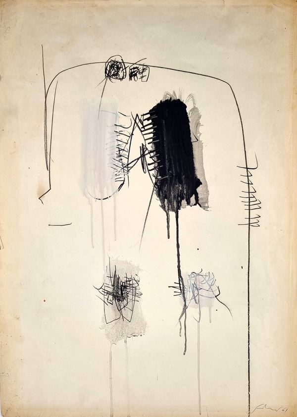 Emilio Scanavino : Senza titolo  (1961)  - Pastelli e tempera su carta - Asta Asta a Tempo - Arte Moderna e Contemporanea. - Casa d'Aste Arcadia