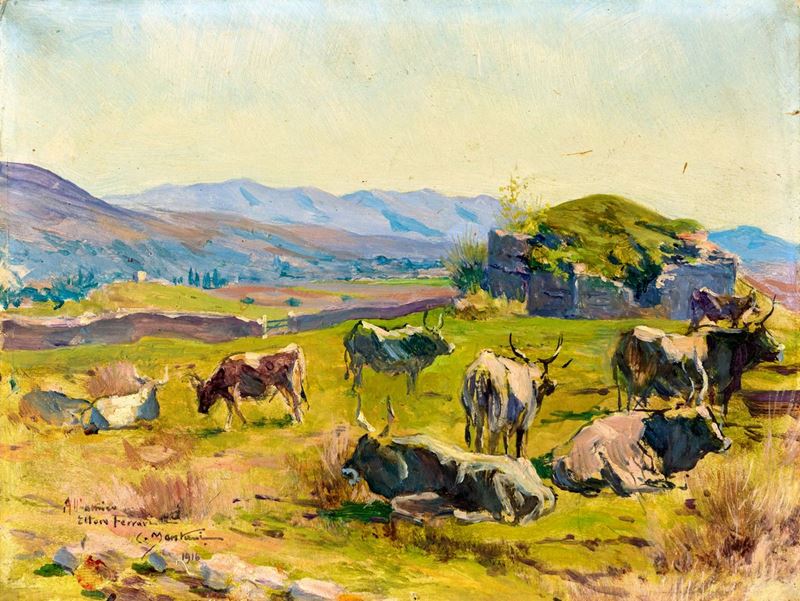 Carlo Montani - Paesaggio con Buoi