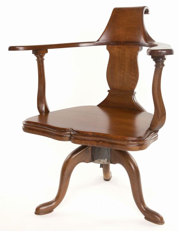 Poltrona da scrivania in legno curvato, ebanisteria americana del XIX secolo