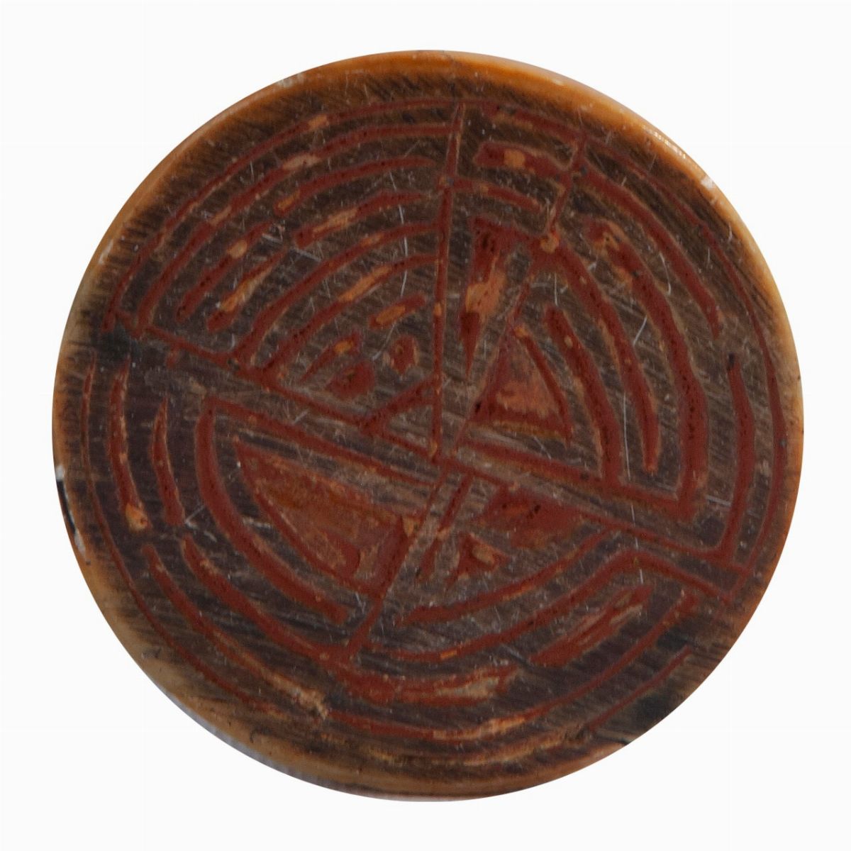 Sigillo Circolare in Pietra Dura Gialla, Cina, XX Secolo