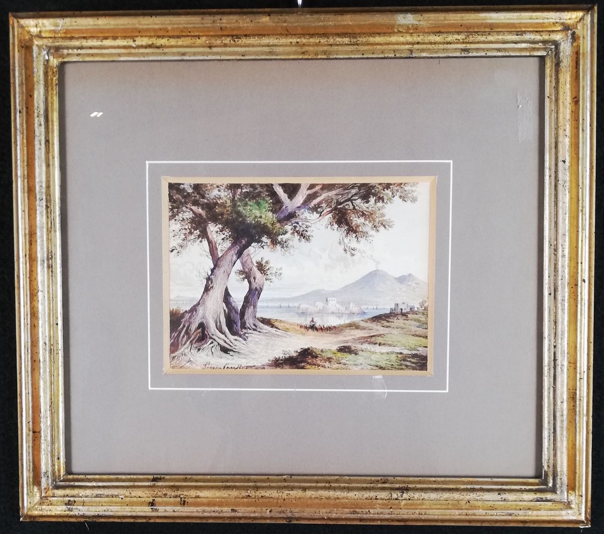 Consalvo Carelli - Veduta del Vesuvio da Castellammare di Stabia con lo Scoglio di Rovigliano