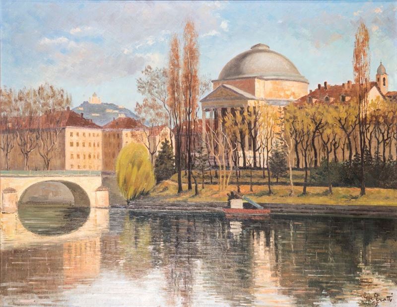 Marco Perotti - Veduta di Torino con la Chiesa della Gran Madre di Dio