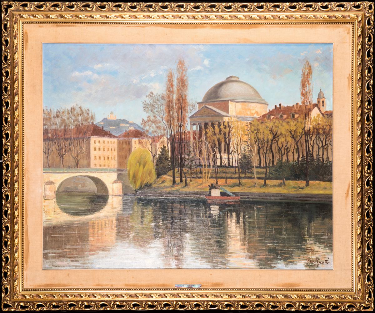 Marco Perotti - Veduta di Torino con la Chiesa della Gran Madre di Dio
