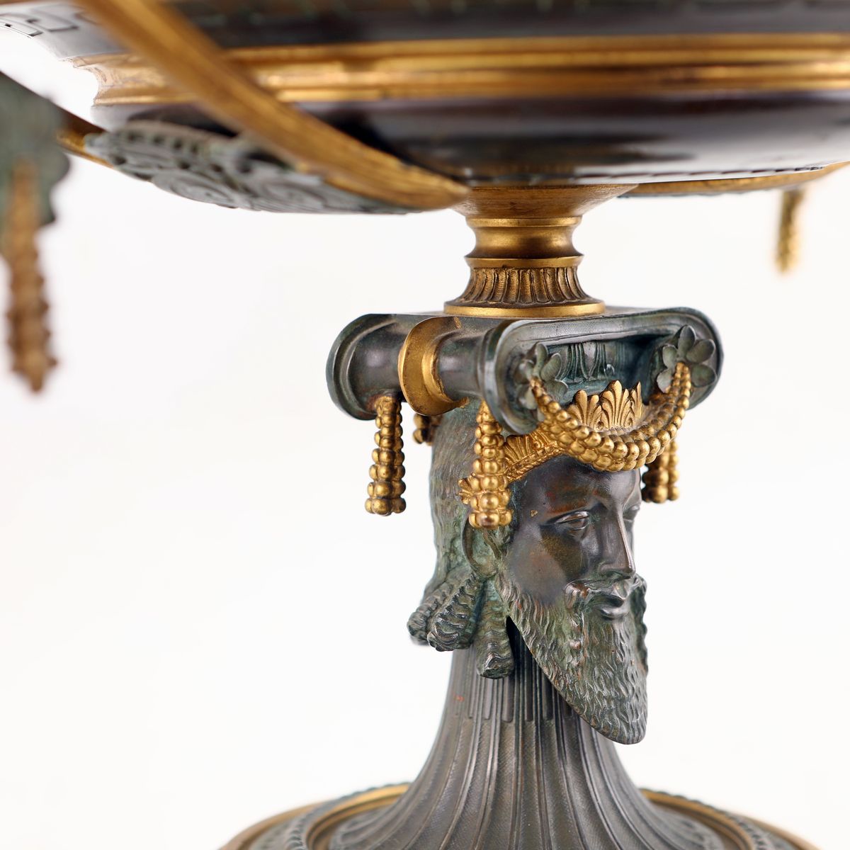 Alzata in Bronzo Patinato e Dorato, Metà del XIX Secolo