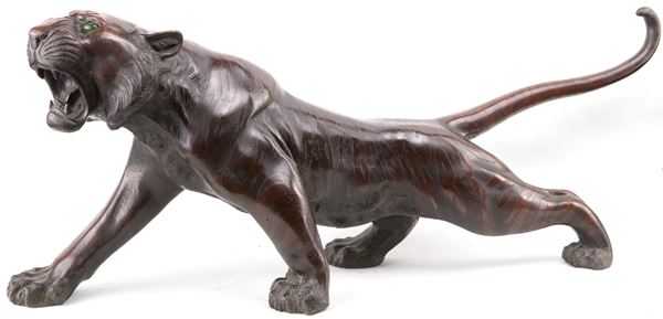 Tigre in bronzo patinato, XIX/XX secolo