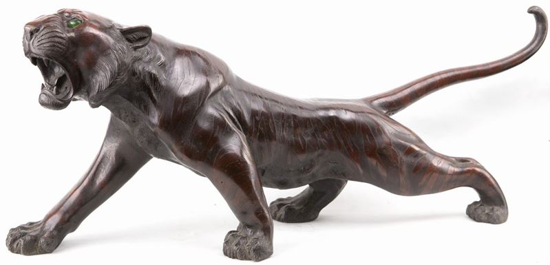 Tigre in Bronzo Patinato, XIX/XX Secolo