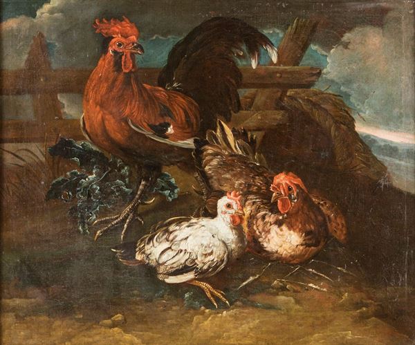 Giovanni Crivelli detto il Crivellino (attribuito) - Gallo e galline