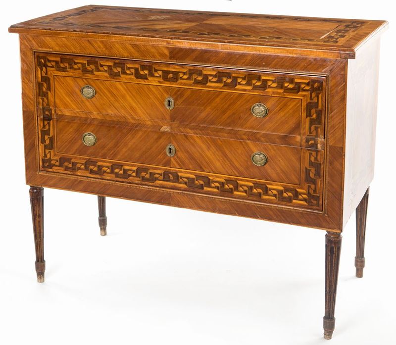 Cassettone Luigi XVI in Legno di Rosa, XIX Secolo