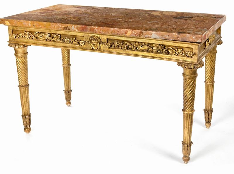 Console Stile Luigi XVI in Legno Dorato, XIX Secolo