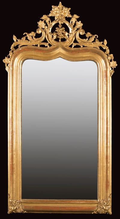 Specchiera in Legno Dorato, XIX Secolo