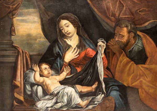 Pittore del XVIII secolo - Madonna del velo - Sacra Famiglia