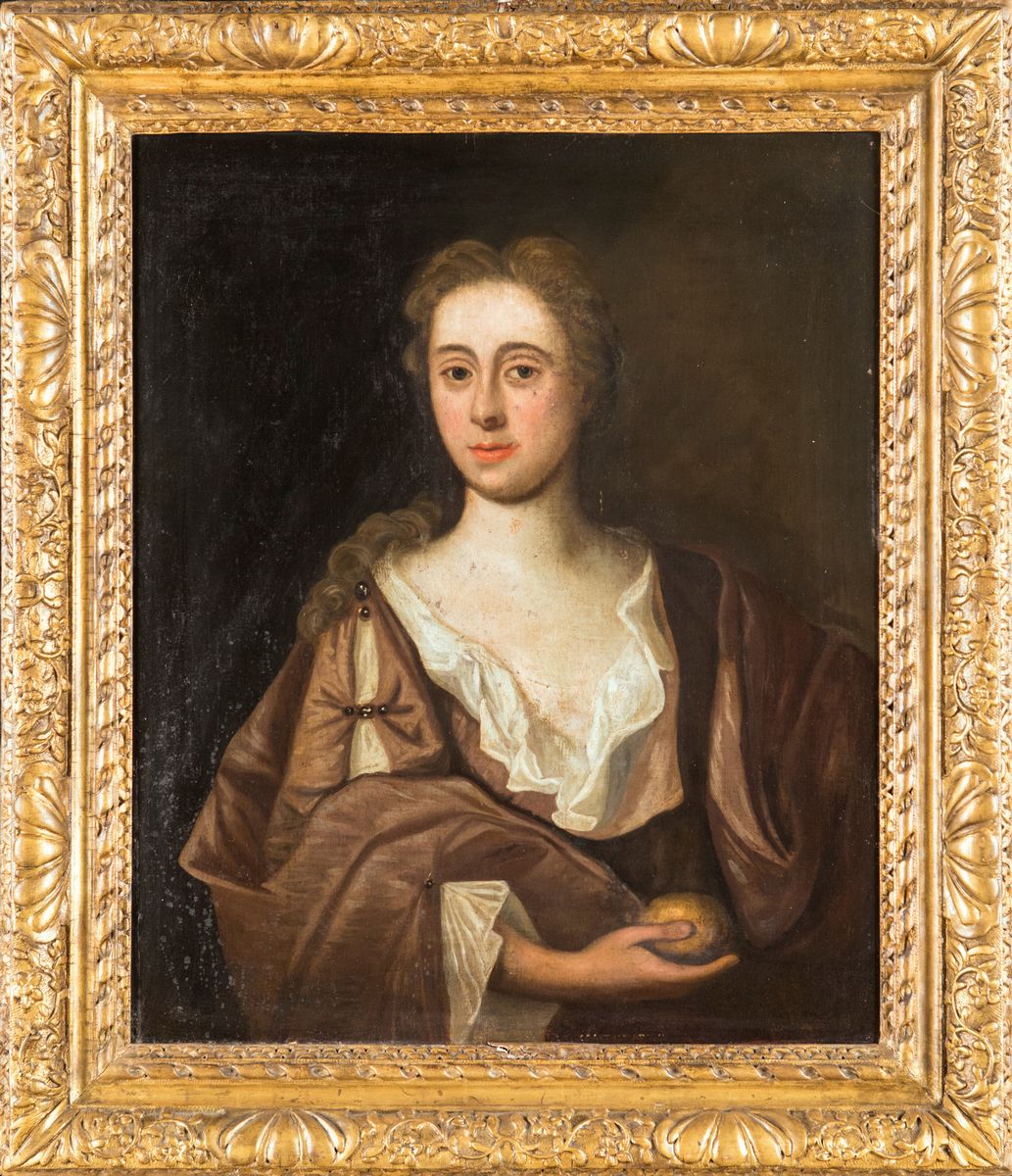 Pittore del XVIII Secolo - Ritratto di Gentildonna con Pomo