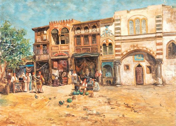 Pittore della fine del XIX secolo - Mercato orientale