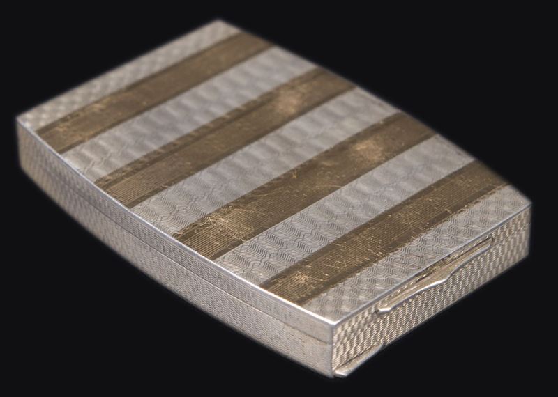 Tabacchiera in Oro 18 Kt e Argento 800, Anni Venti/trenta