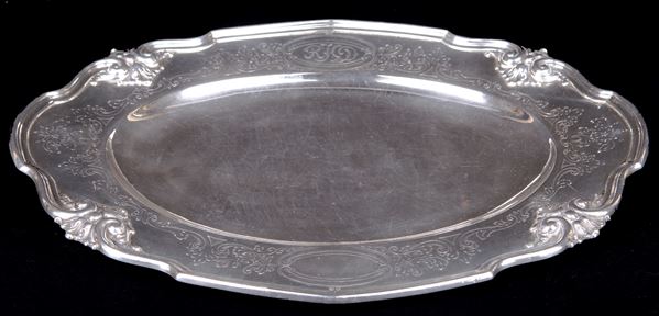 Vassoio ovale in argento sterling, Stati Uniti, Gorham, epoca Liberty