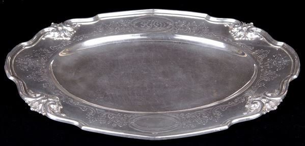 Vassoio ovale in argento sterling, Stati Uniti, Gorham, epoca Liberty