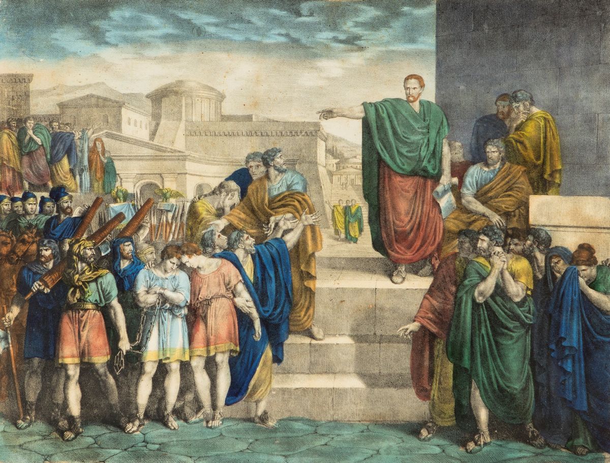 Bartolomeo Pinelli - A) Bruto Condanna i Suoi Figli Tito e Tiberio a Morte Come Complici di Congi...