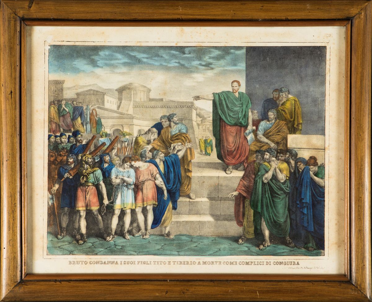 Bartolomeo Pinelli - A) Bruto Condanna i Suoi Figli Tito e Tiberio a Morte Come Complici di Congi...