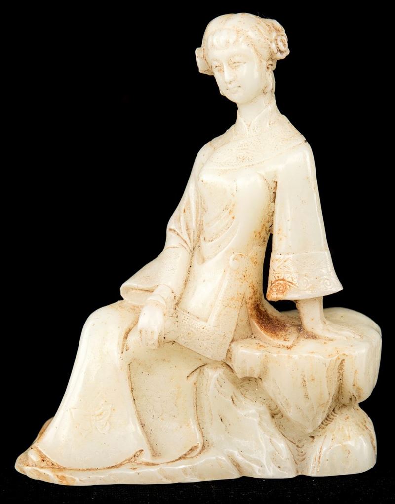 Geisha in Giada Bianca, Cina, XIX Secolo