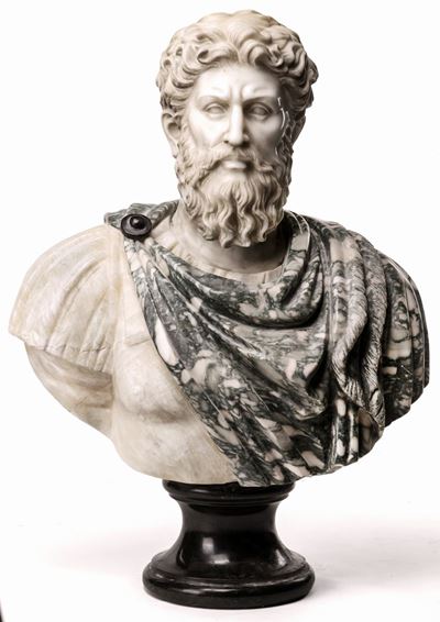 Grande Busto in Marmo e Alabastro, XIX Secolo