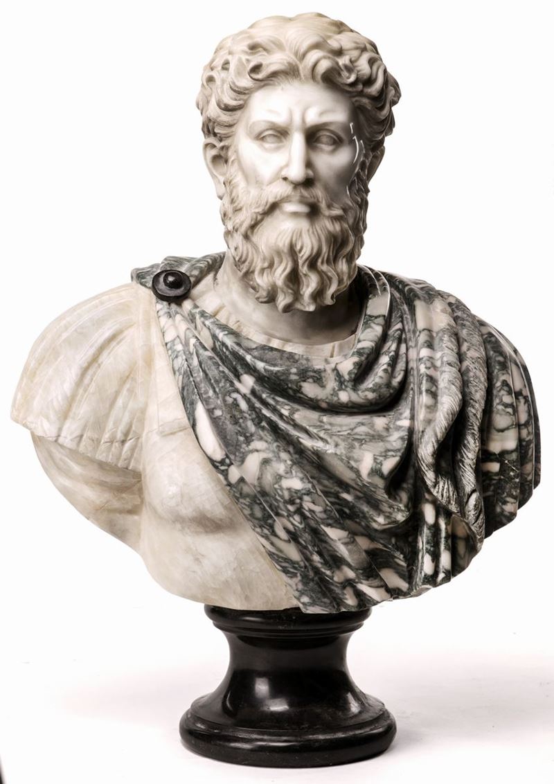 Grande Busto in Marmo e Alabastro, XIX Secolo