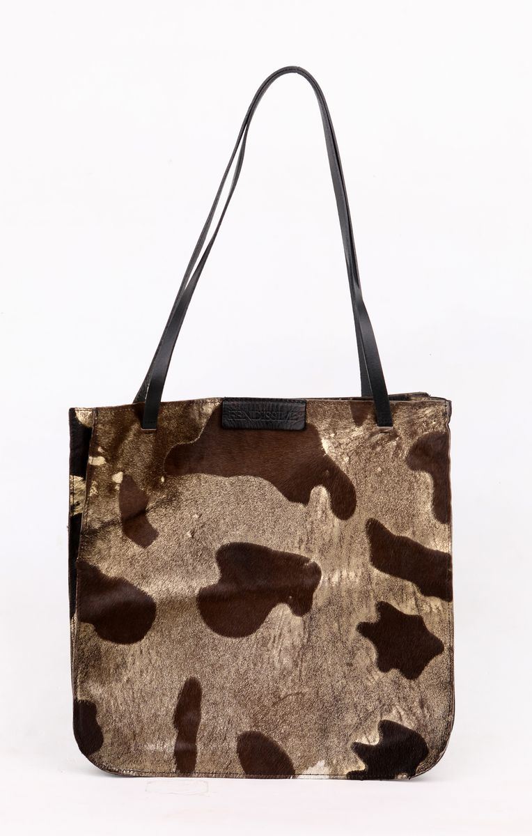 Fendissime, Shopper in Cavallino Marrone e Oro