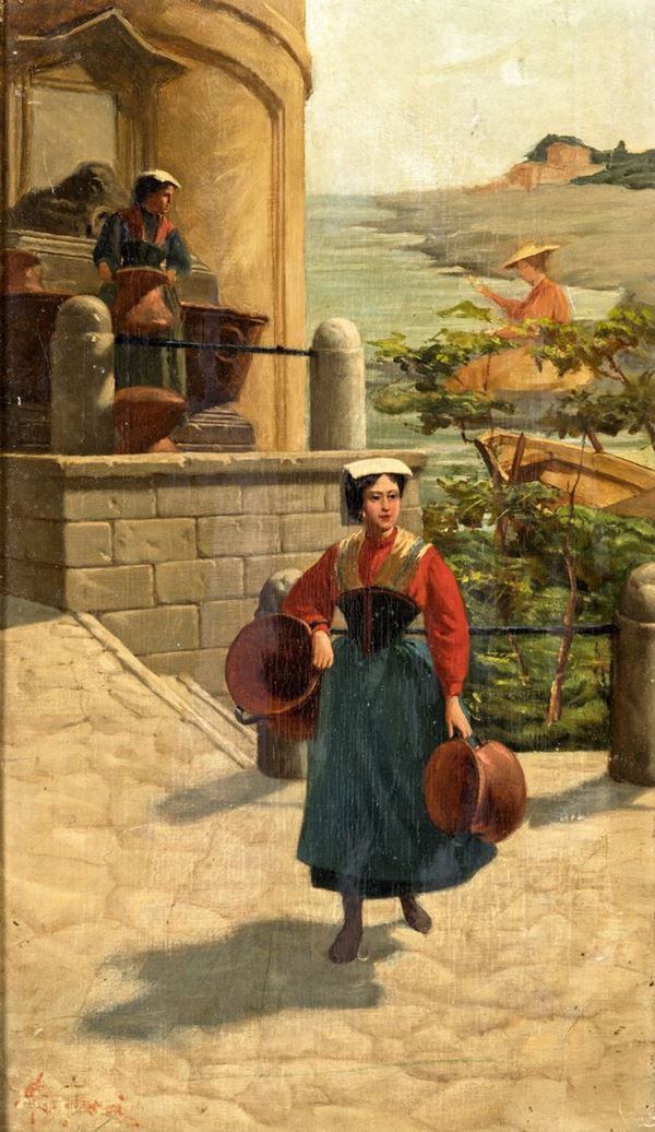 Scuola romana del XIX secolo - Donne alla fontana