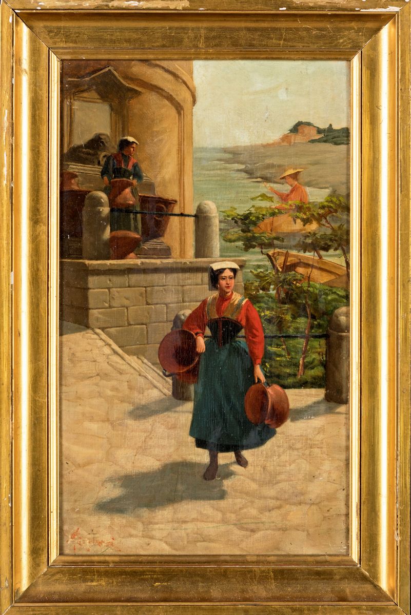 Scuola Romana del XIX Secolo - Donne alla Fontana