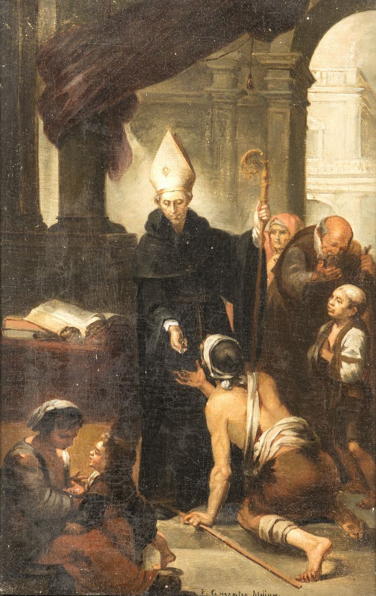 Scuola Veneta, Fine del XVIII Secolo - San Tommaso di Villanova Distribuisce L'elemosina ai Pover...
